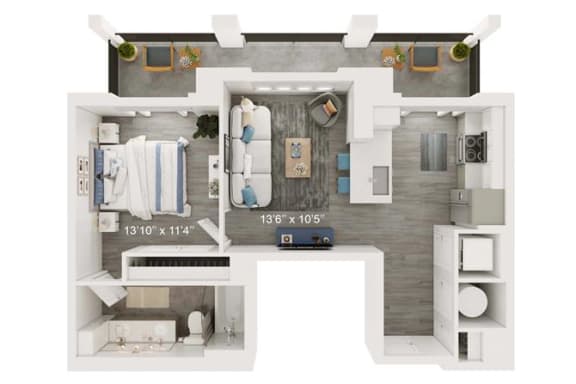 Bliss Floor Plan | 860 Sq. Ft. at The Port at East Beach Apartments and Marina, Norkfolk