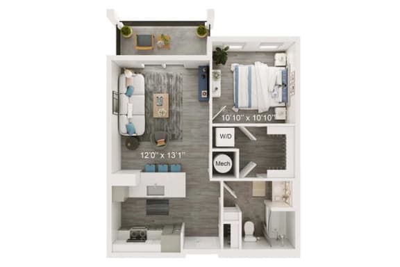 Haven Floor Plan | 890 Sq. Ft. at The Port at East Beach Apartments and Marina, Norkfolk, VA