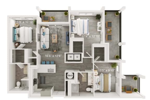 Royal Floor Plan | 1,657 Sq. Ft. at The Port at East Beach Apartments and Marina, Norkfolk, 23518