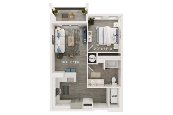 Staith Floor Plan | 813 Sq. Ft. at The Port at East Beach Apartments and Marina, Virginia