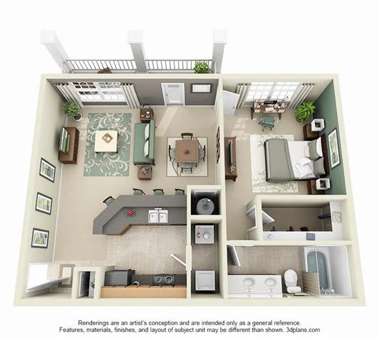 a bedroom apartment with a balcony and a living room at Addison Crater Woods, Petersburg, 23805