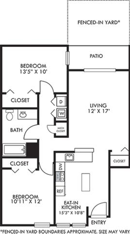 2 Bed 2 Bath Floor Plan | 924 Sq. Ft. at Addison Crater Woods, Petersburg, 23805