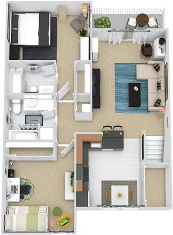 a floor plan of a house with a kitchen and living room at Addison Crater Woods, Virginia