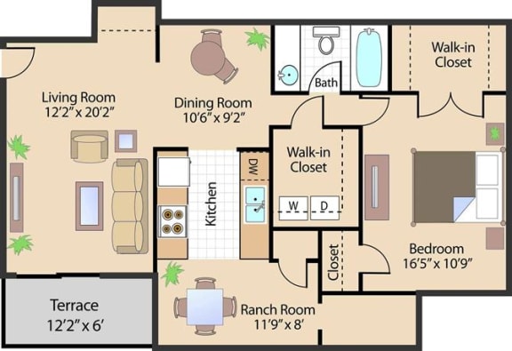 Coastline one bed floor plan 2