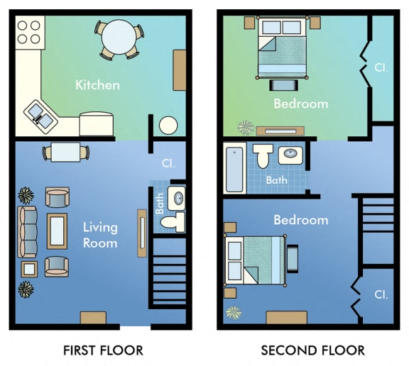 Woodbriar Apartments Two Bedroom Floor Plan