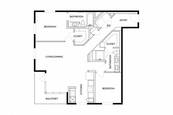 Floor Plan  A black and white image of a floor plan for a house.