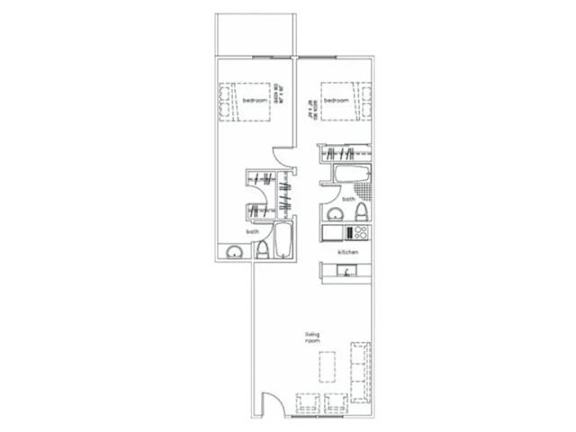 Two Bed Floorplan at Peaks at Sandia View, New Mexico