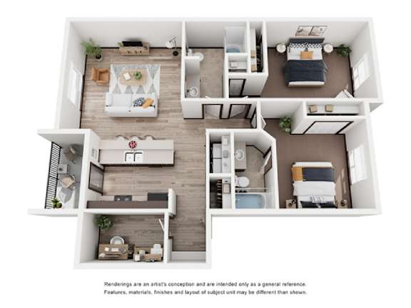 A floor plan of a house with a kitchen, living room, and bedrooms.