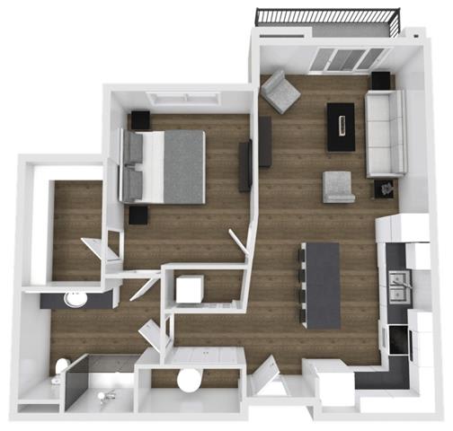 1 Bed Floorplan at 400 Element, Provo, Utah