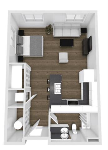 0 Bedroom One Bath Floorplan at 400 Element, Provo