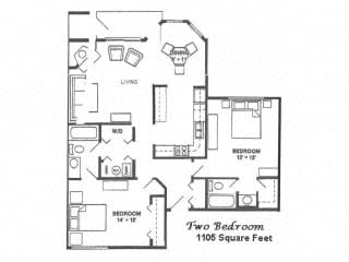 A floor plan of a two bedroom apartment is shown.