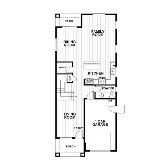 A floor plan of a house with a garage and a living room.