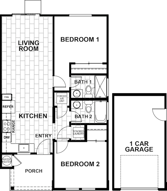 Floor Plan  2B2B Floor Plan at Montessa Apartments, Vacaville, California