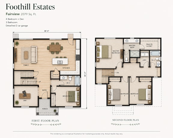 A floor plan for the Foothill Estates Fairview 2079 Sq. Ft. property.