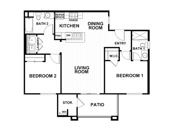 CHESTNUT Floor Plan  at Heritage Landing Apartments, Chico, CA, 95973
