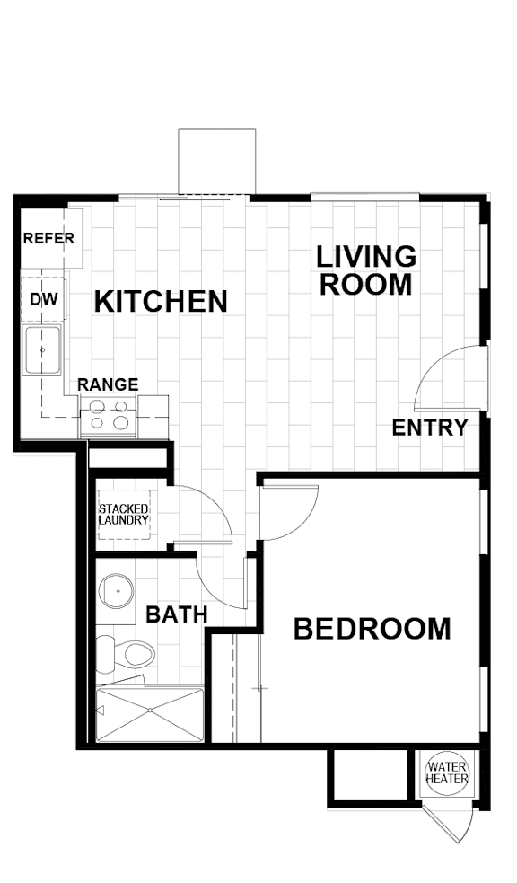 Floor Plan  1Bed 1Bath Floor Plan at Montessa Apartments, California