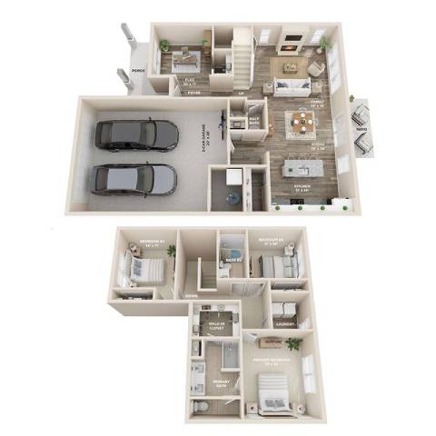 two images of a house with different floor plans