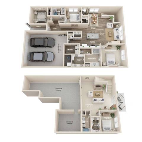 two images of a house with different floor plans
