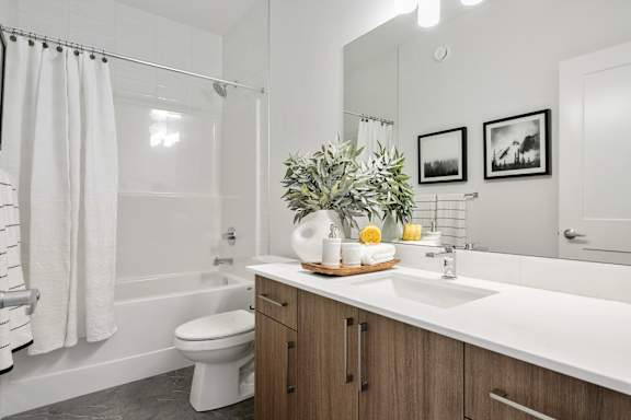 A bathroom with a toilet, sink, and a mirror.