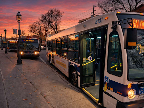 A bus with the number 8131 on it is parked on the side of the road.