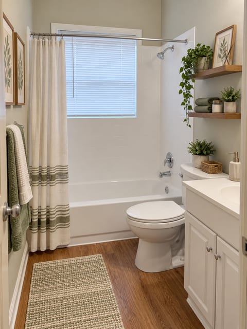 A white toilet sits in a bathroom next to a white sink.