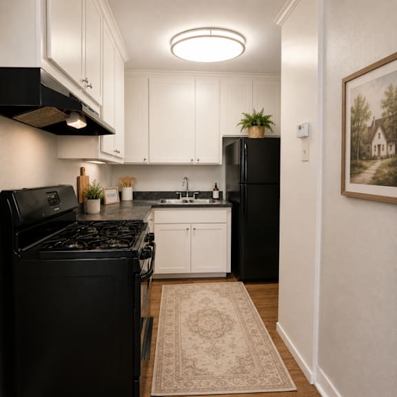 kitchen with black appliances