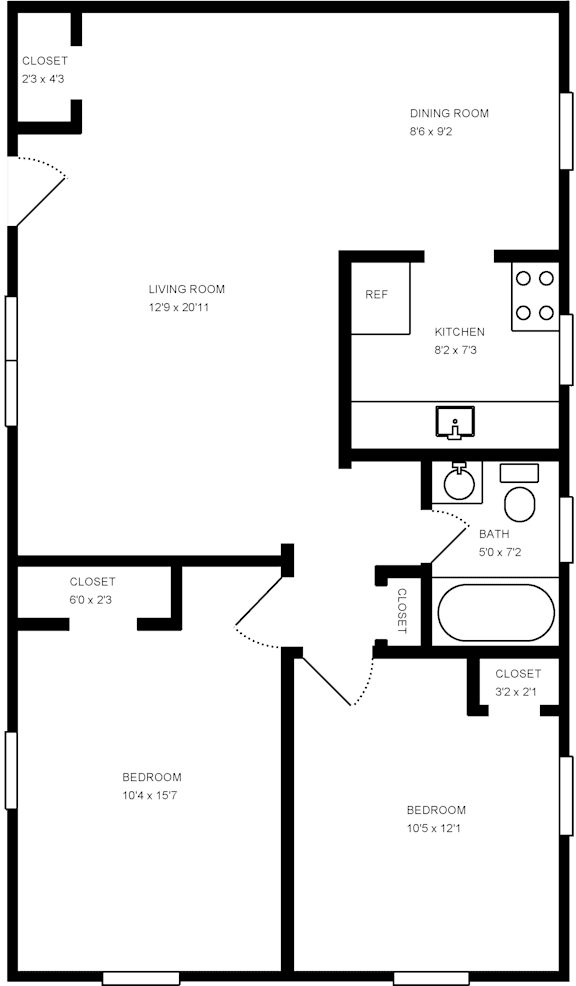 A black and white image of a floor plan for a house.
