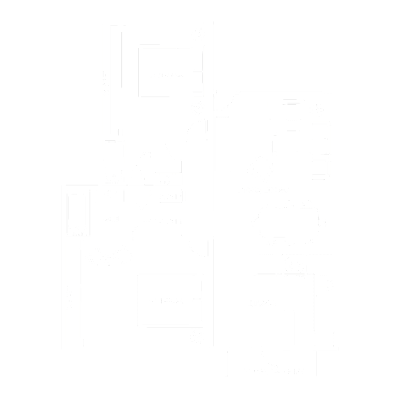 A floor plan of a house with two bedrooms, a living room, a kitchen, and two bathrooms.