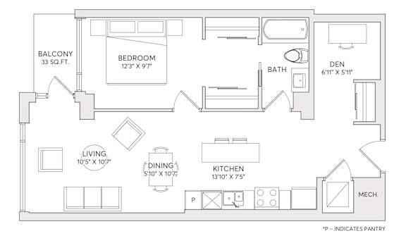 A floor plan of a home with a living room, dining room, kitchen, and bedrooms.