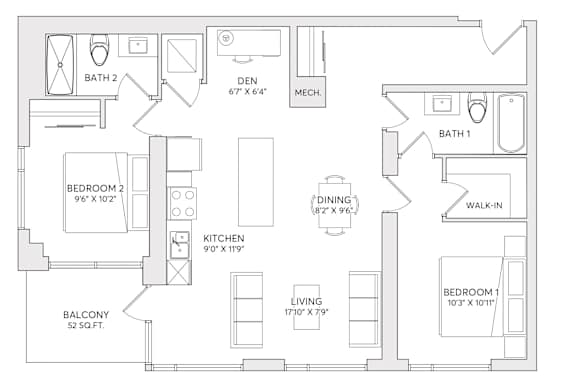 A black and white image of a floor plan for a house.
