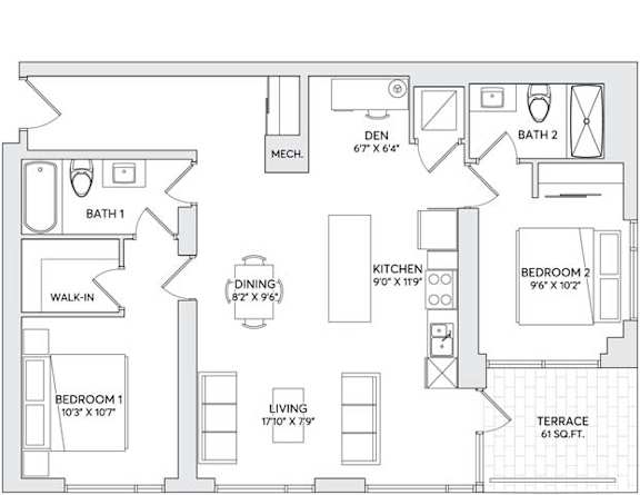 A black and white image of a house floor plan.