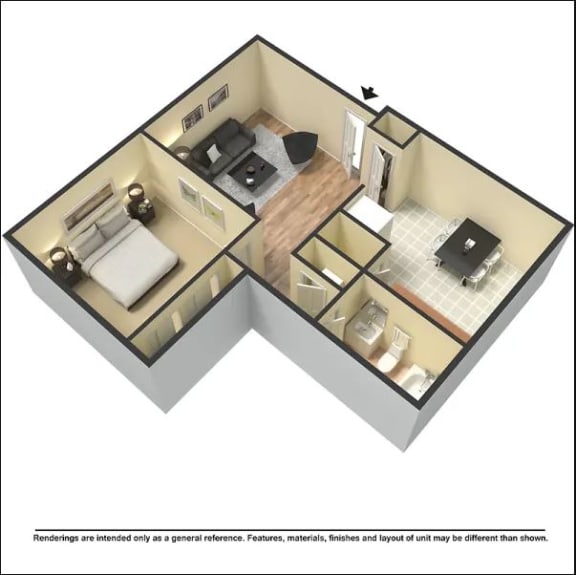 One bedroom and one bath.