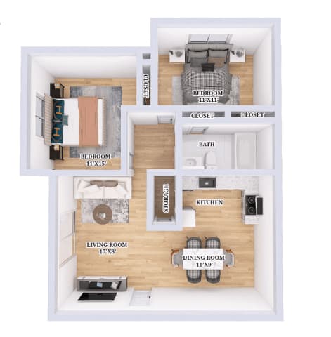 a floor plan of a house with a bedroom and a living room