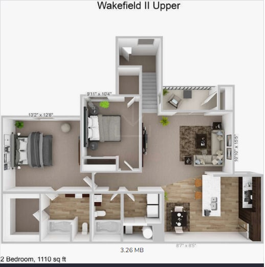 a floor plan with a bedroom and a living room