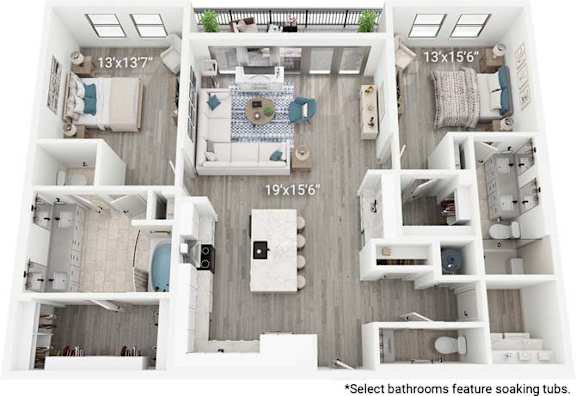 A set of three images showing different floor plans of a house with bathrooms.