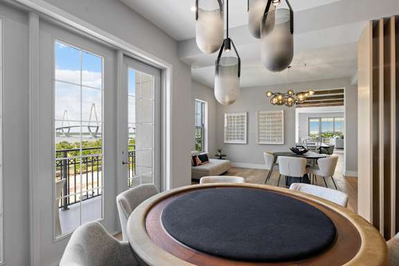 Game room with ping pong and poker tables