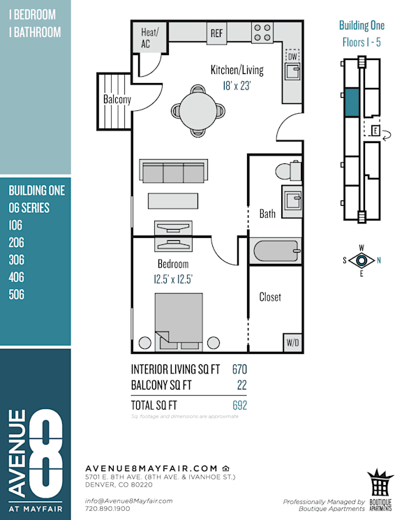 A floor plan for an apartment at Avenue 8 at Mayfair.