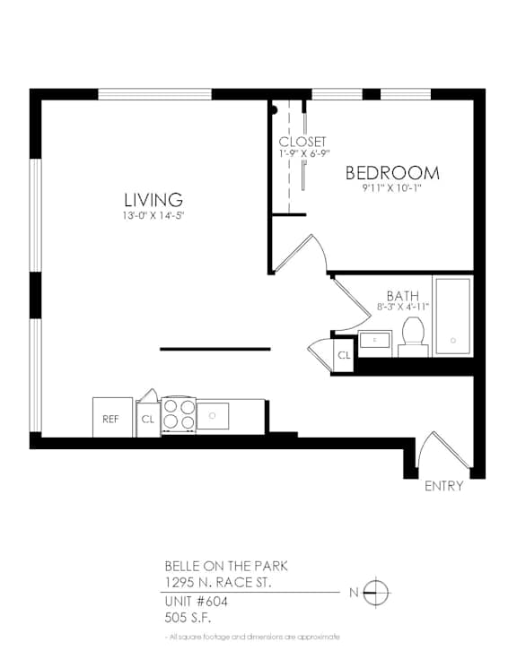 A black and white image of a floor plan for an apartment.