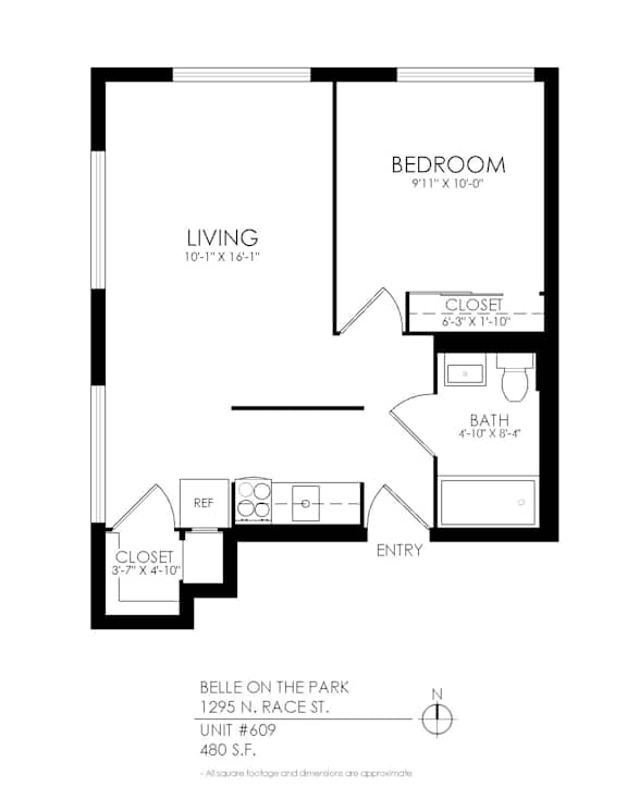 A black and white image of a floor plan for an apartment.