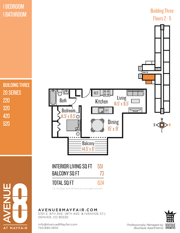 A floor plan for an apartment at Avenue 8 at Mayfair.