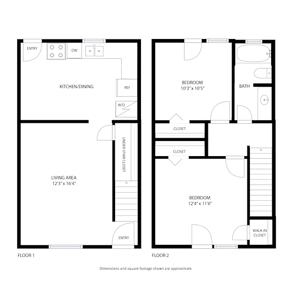 Floor Plan  A black and white floor plan of a two-story home.