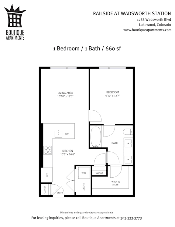 A floor plan for a 1 bedroom apartment with a bathroom and living area.