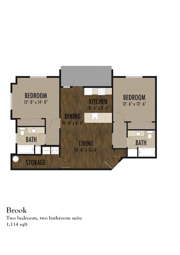 Floor Plan  2 BED 2 BATH B at Riverplace Apartment Homes, Independence, 97351