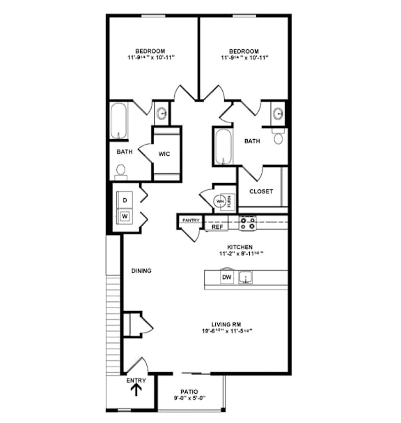 A black and white image of a floor plan for a home.