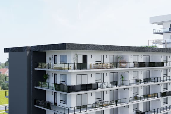 Modern building with balconies and plants on the balconies at Damask, Ontario  , N8S 3N4