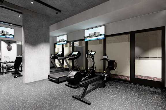 Fitness Center With Updated Equipment at Damask, Windsor, ON, N8S 3N4