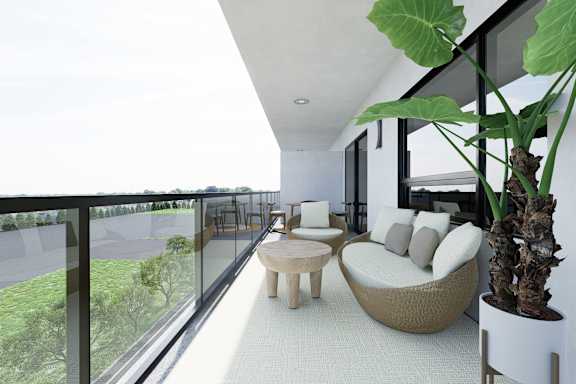 Balcony with view of the city at Damask, Ontario