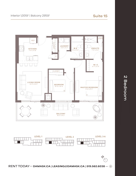 A floor plan for Suite 15 in the Interior 1001SIF building.
