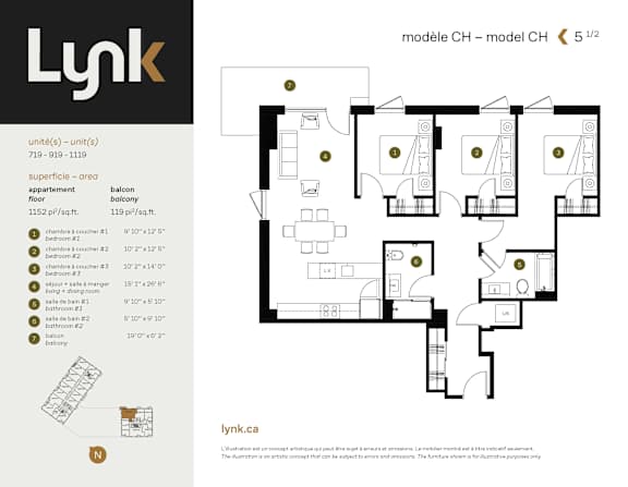 Floor Plan  CH 719 Floor Plan at Lynk De la Savane Apartments, Montreal