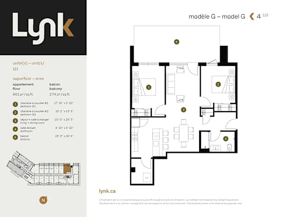 G Floor Plan at Lynk De la Savane Apartments, Montreal, H4P 0E2